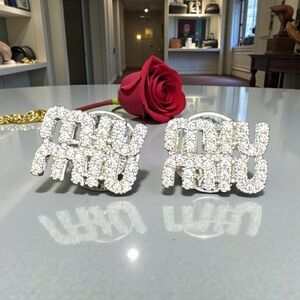 Miu Miu Crystal Logo Earrings